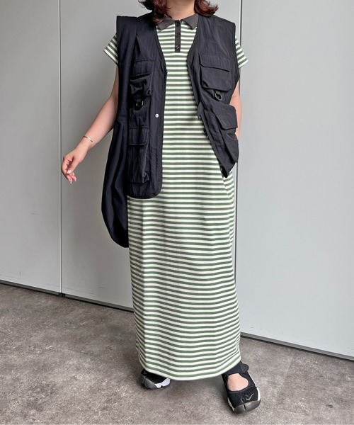 CPCM（シーピーシーエム）の「ワッフルボーダーノースリワンピース（ワンピース・レディース・オフホワイト/カーキ/ベージュ・FREE）」の19枚目の写真