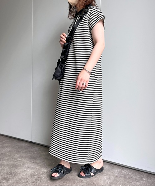 CPCM（シーピーシーエム）の「ワッフルボーダーノースリワンピース（ワンピース・レディース・オフホワイト/カーキ/ベージュ・FREE）」の4枚目の写真