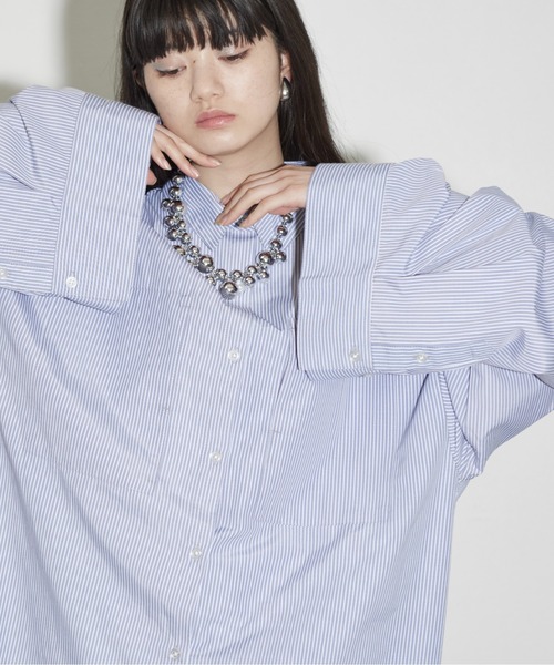 THE YOn(ザヨン)の「スーパーワイドスリーブシャツワンピース(シャツワンピース・レディース・オフホワイト/グレー/ネイビー/サックスブルー/ライトグレー・FREE)」の13枚目の写真