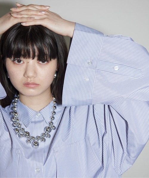 THE YOn(ザヨン)の「スーパーワイドスリーブシャツワンピース(シャツワンピース・レディース・オフホワイト/グレー/ネイビー/サックスブルー/ライトグレー・FREE)」の17枚目の写真