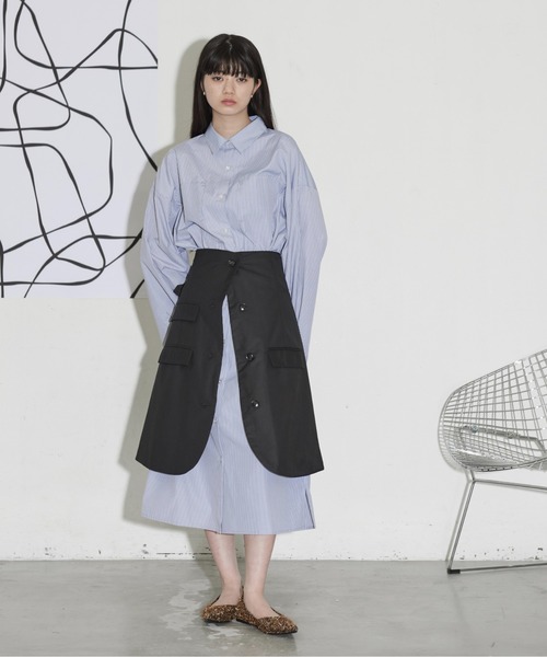 THE YOn(ザヨン)の「スーパーワイドスリーブシャツワンピース(シャツワンピース・レディース・オフホワイト/グレー/ネイビー/サックスブルー/ライトグレー・FREE)」の18枚目の写真