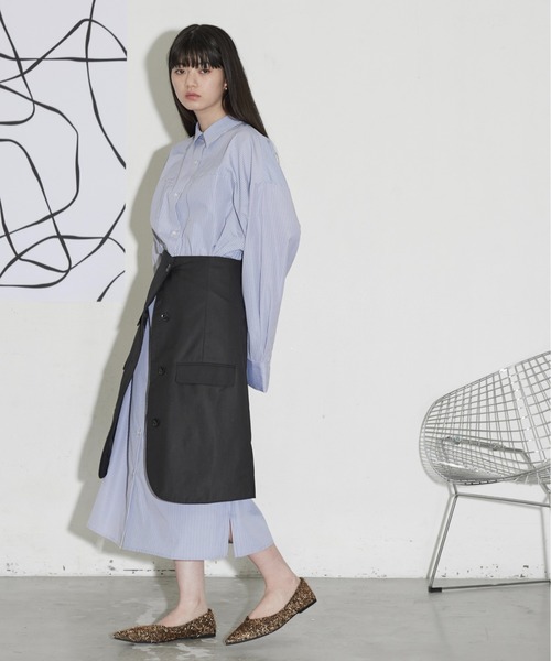 THE YOn(ザヨン)の「スーパーワイドスリーブシャツワンピース(シャツワンピース・レディース・オフホワイト/グレー/ネイビー/サックスブルー/ライトグレー・FREE)」の19枚目の写真