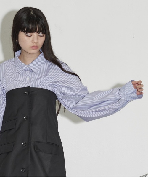 THE YOn(ザヨン)の「スーパーワイドスリーブシャツワンピース(シャツワンピース・レディース・オフホワイト/グレー/ネイビー/サックスブルー/ライトグレー・FREE)」の21枚目の写真