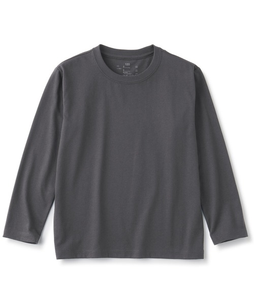 無印良品（ムジルシリョウヒン）の「クルーネック長袖Ｔシャツ（無地）（キッズ）（Tシャツ/カットソー・キッズ・オフホワイト/グレー/ブラック/スモークピンク/チャコールグレー・120/130/140/150/110）」の4枚目の写真