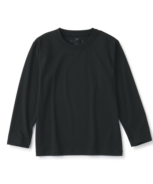 無印良品（ムジルシリョウヒン）の「クルーネック長袖Ｔシャツ（無地）（キッズ）（Tシャツ/カットソー・キッズ・オフホワイト/グレー/ブラック/スモークピンク/チャコールグレー・120/130/140/150/110）」の3枚目の写真