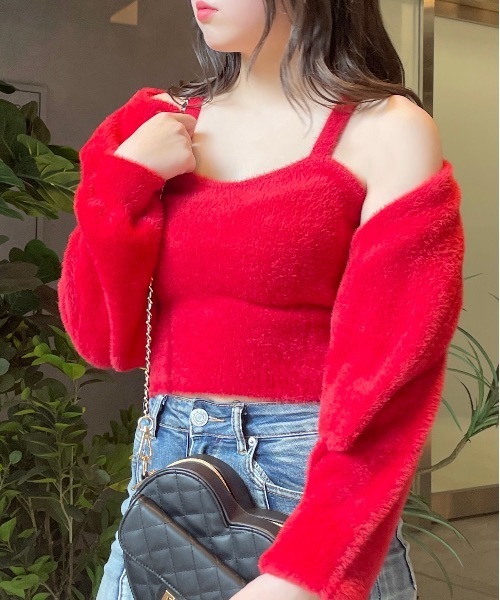 one way（ワンウェイ）の「フェザーキャミソール（キャミソール・レディース・ホワイト/レッド/ブラック/グレー/ピンク/ブルー・FREE）」の6枚目の写真