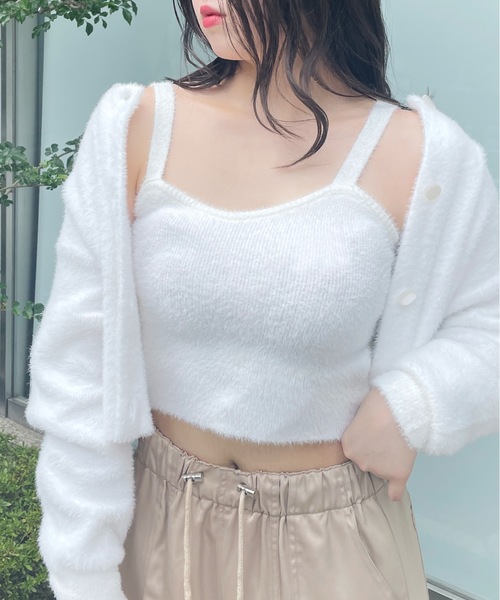 one way（ワンウェイ）の「フェザーキャミソール（キャミソール・レディース・ホワイト/レッド/ブラック/グレー/ピンク/ブルー・FREE）」の2枚目の写真