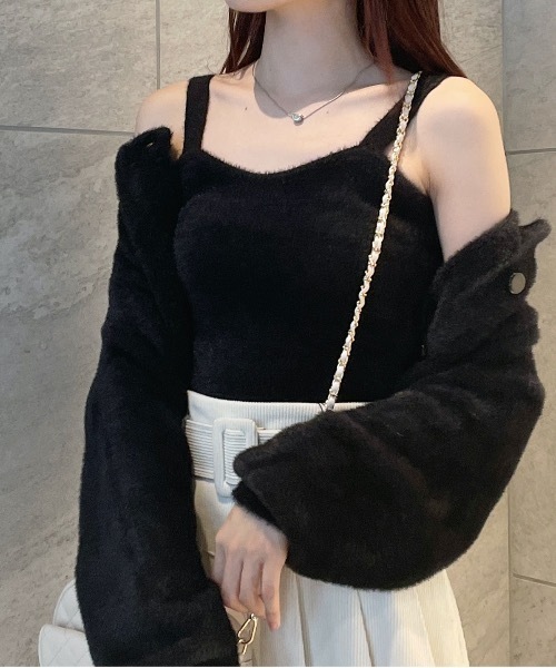 one way（ワンウェイ）の「フェザーキャミソール（キャミソール・レディース・ホワイト/レッド/ブラック/グレー/ピンク/ブルー・FREE）」の3枚目の写真