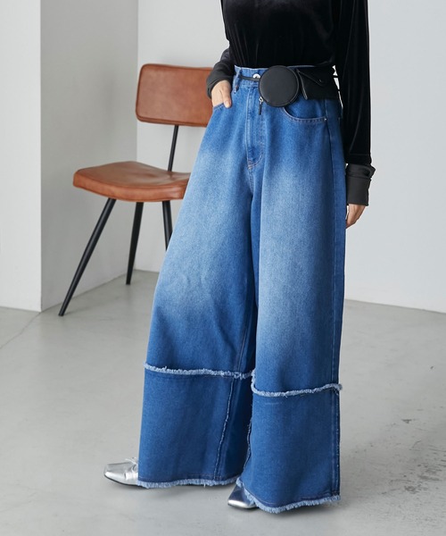 NORIMID ノーリミッド ブラック ダークデニム ワイドパンツ Lサイズ