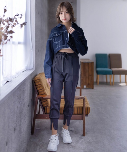 clear（クリア）の「裾スリットピンタックイージースウェットパンツ[低身長用サイズ有]≪2024AW≫（スウェットパンツ・レディース・ブラック/グレイッシュベージュ/グレー・F/XS）」の12枚目の写真