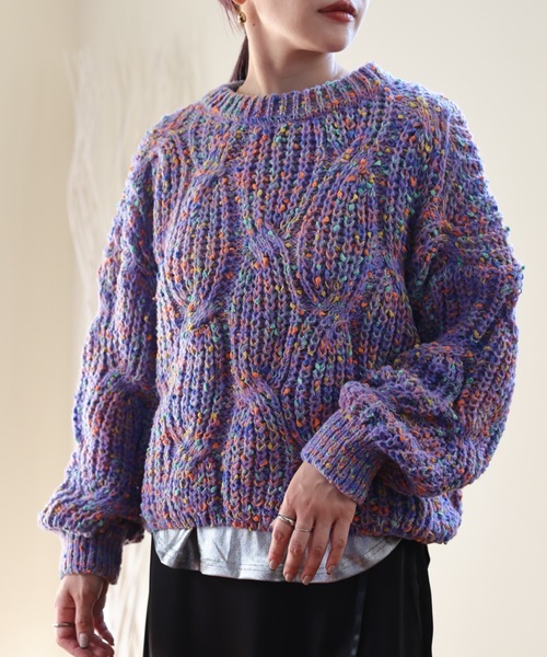 ULEULA（ウルア）の「モールミックスボリュームニット（ニット/セーター・レディース・パープル/オレンジ/イエロー・FREE）」の18枚目の写真