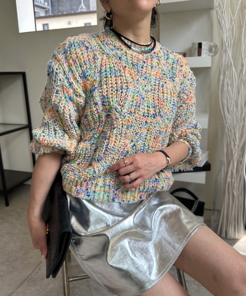 ULEULA（ウルア）の「モールミックスボリュームニット（ニット/セーター・レディース・パープル/オレンジ/イエロー・FREE）」の8枚目の写真