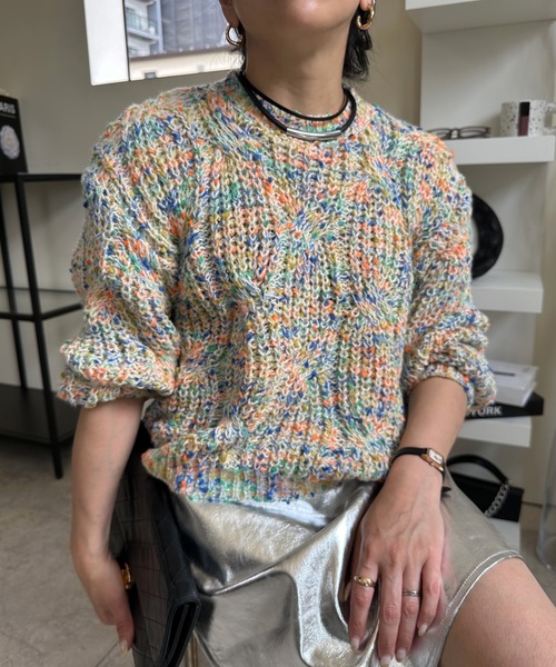 ULEULA（ウルア）の「モールミックスボリュームニット（ニット/セーター・レディース・パープル/オレンジ/イエロー・FREE）」の9枚目の写真