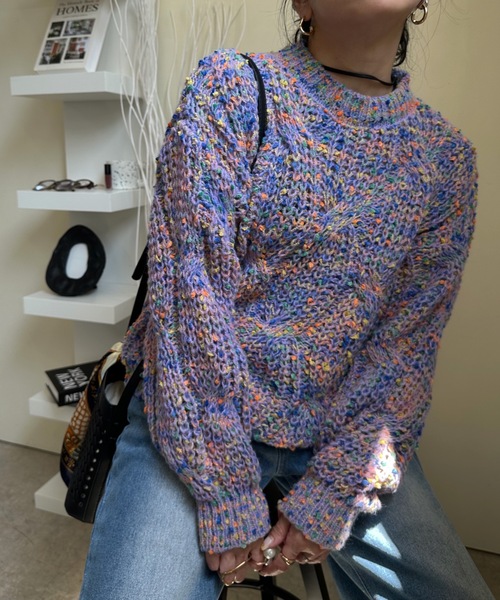 ULEULA（ウルア）の「モールミックスボリュームニット（ニット/セーター・レディース・パープル/オレンジ/イエロー・FREE）」の14枚目の写真