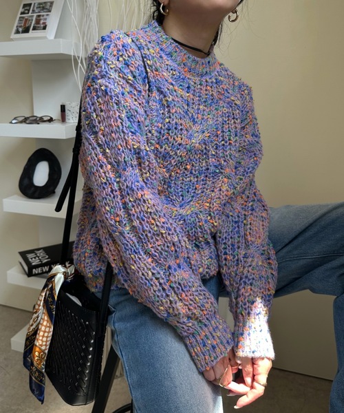 ULEULA（ウルア）の「モールミックスボリュームニット（ニット/セーター・レディース・パープル/オレンジ/イエロー・FREE）」の15枚目の写真