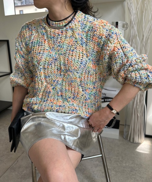 ULEULA（ウルア）の「モールミックスボリュームニット（ニット/セーター・レディース・パープル/オレンジ/イエロー・FREE）」の13枚目の写真