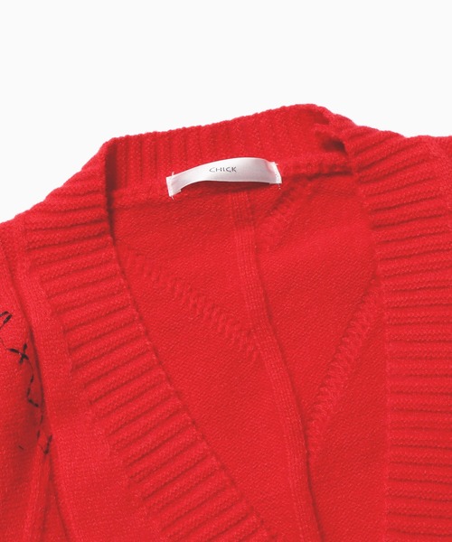 ROOPTOKYO(ループトウキョウ)の「カラフルパッチワークニットカーディガン(カーディガン/ボレロ・レディース・ホワイト/ピンク/レッド・FREE)」の6枚目の写真