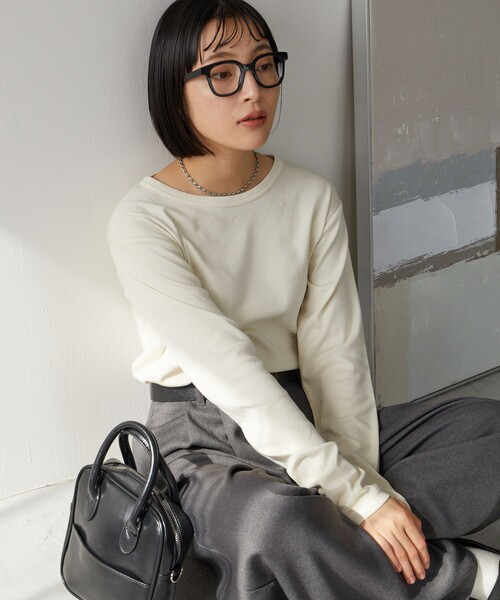 FREAK'S STORE(フリークスストア)の「限定展開 Ginger フライス クルーネック ロングスリーブTシャツ(抗菌防臭・吸湿発熱)(Tシャツ/カットソー・レディース・ブルー/オフホワイト/ブラック/ブラウン/マジェンタ/グリーン・SMALL/LARGE/MEDIUM)」の7枚目の写真