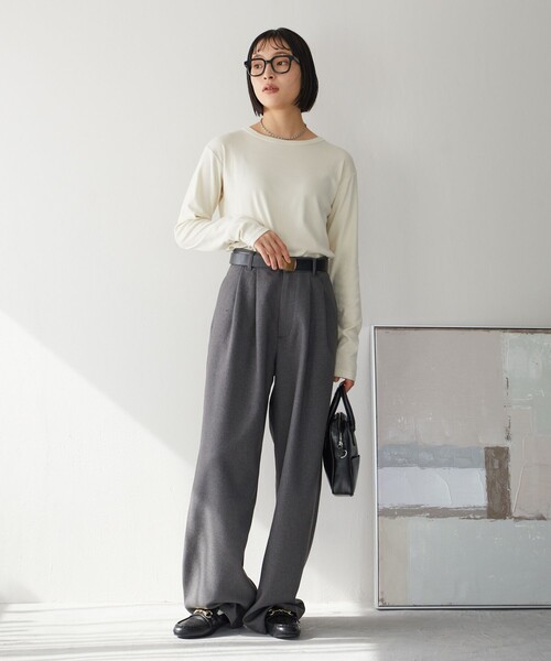 FREAK'S STORE(フリークスストア)の「限定展開 Ginger フライス クルーネック ロングスリーブTシャツ(抗菌防臭・吸湿発熱)(Tシャツ/カットソー・レディース・ブルー/オフホワイト/ブラック/ブラウン/マジェンタ/グリーン・SMALL/LARGE/MEDIUM)」の11枚目の写真