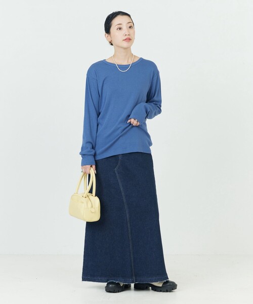 FREAK'S STORE(フリークスストア)の「限定展開 Ginger フライス クルーネック ロングスリーブTシャツ(抗菌防臭・吸湿発熱)(Tシャツ/カットソー・レディース・ブルー/オフホワイト/ブラック/ブラウン/マジェンタ/グリーン・SMALL/LARGE/MEDIUM)」の18枚目の写真