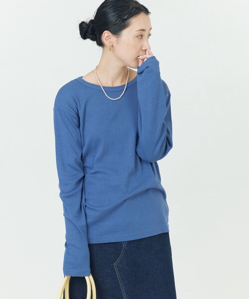 FREAK'S STORE(フリークスストア)の「限定展開 Ginger フライス クルーネック ロングスリーブTシャツ(抗菌防臭・吸湿発熱)(Tシャツ/カットソー・レディース・ブルー/オフホワイト/ブラック/ブラウン/マジェンタ/グリーン・SMALL/LARGE/MEDIUM)」の19枚目の写真