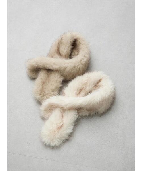 earth music&ecology(アースミュージックアンドエコロジー)の「ファーティペット(ストール/ショール・レディース・アイボリー/ベージュ・FREE)」の9枚目の写真