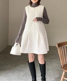 She's Closet（シーズクローゼット）の「ノースリーブひざ丈フロントジップキルティングペプラムフレアミニワンピース（ワンピース・レディース）」
