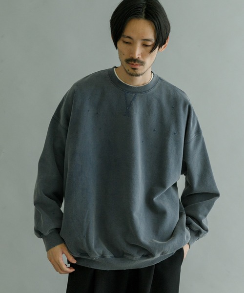 URBAN RESEARCH(アーバンリサーチ)の「URBAN RESEARCH iD ピグメントダメージオーバースウェット(スウェット・メンズ・アイボリー/スミクロ/グリーン/ネイビー・MEDIUM/LARGE)」の14枚目の写真