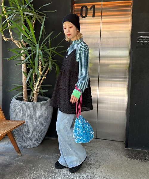 CIAOPANIC（チャオパニック）の「【2サイズ展開】フリンジシアーキャミワンピース（ワンピース・レディース・ホワイト/ブラウン/ブラック・0/1）」の10枚目の写真