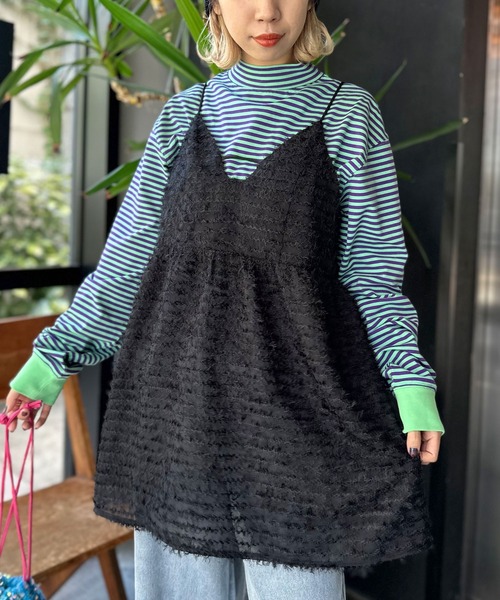 CIAOPANIC（チャオパニック）の「【2サイズ展開】フリンジシアーキャミワンピース（ワンピース・レディース・ホワイト/ブラウン/ブラック・0/1）」の8枚目の写真