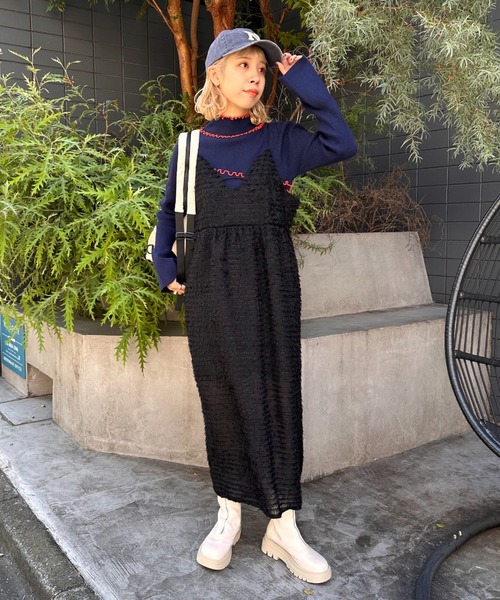 CIAOPANIC（チャオパニック）の「【2サイズ展開】フリンジシアーキャミワンピース（ワンピース・レディース・ホワイト/ブラウン/ブラック・0/1）」の15枚目の写真