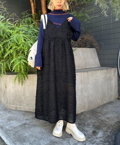 CIAOPANIC（チャオパニック）の「【2サイズ展開】フリンジシアーキャミワンピース（ワンピース・レディース・ホワイト/ブラウン/ブラック・0/1）」の16枚目の写真