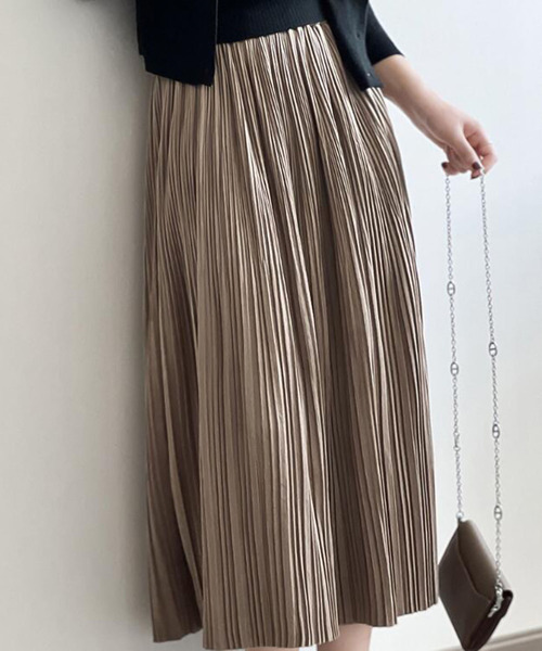 Ulysses（ユリシス）の「ランダムプリーツスカート（スカート・レディース・キャメル/グレー/ブラック/グリーン/アイボリー/ブラウン・F）」の6枚目の写真