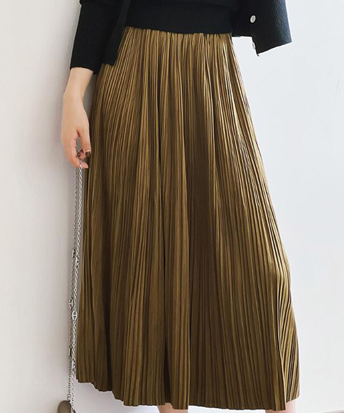 Ulysses（ユリシス）の「ランダムプリーツスカート（スカート・レディース・キャメル/グレー/ブラック/グリーン/アイボリー/ブラウン・F）」の5枚目の写真