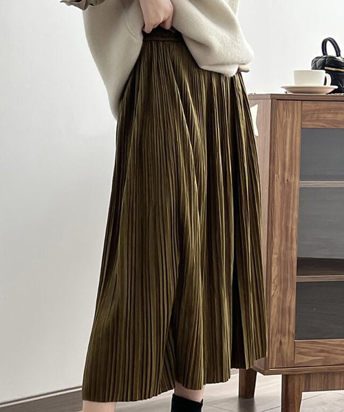 Ulysses（ユリシス）の「ランダムプリーツスカート（スカート・レディース・キャメル/グレー/ブラック/グリーン/アイボリー/ブラウン・F）」の9枚目の写真
