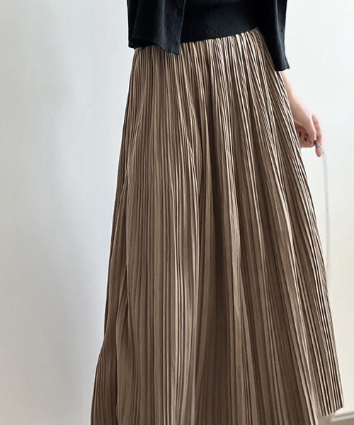 Ulysses（ユリシス）の「ランダムプリーツスカート（スカート・レディース・キャメル/グレー/ブラック/グリーン/アイボリー/ブラウン・F）」の10枚目の写真