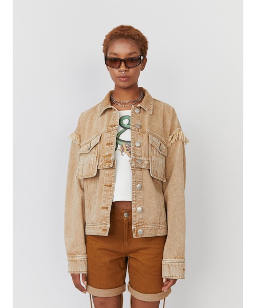 PAMEO POSE（パメオポーズ）の「Washed Denim Jacket（デニムジャケット・レディース・ベージュ/ブラック/カーキ・FREE）」の12枚目の写真