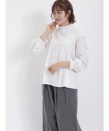 Samansa Mos2 | シャーリングレース切替ブラウス(シャツ/ブラウス)