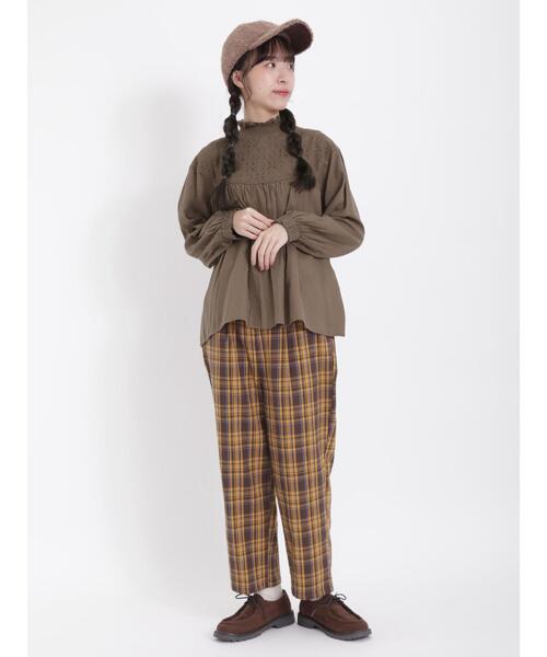 Samansa Mos2（サマンサ モスモス）の「シャーリングレース切替ブラウス（シャツ/ブラウス・レディース・モカ/ネイビー/キナリ/オフホワイト・F）」の13枚目の写真