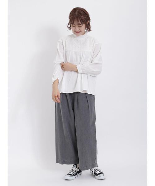 Samansa Mos2（サマンサ モスモス）の「シャーリングレース切替ブラウス（シャツ/ブラウス・レディース・モカ/ネイビー/キナリ/オフホワイト・F）」の18枚目の写真