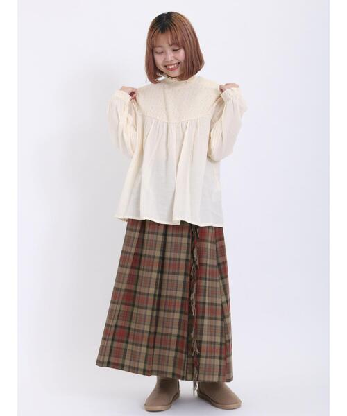 Samansa Mos2（サマンサ モスモス）の「シャーリングレース切替ブラウス（シャツ/ブラウス・レディース・モカ/ネイビー/キナリ/オフホワイト・F）」の22枚目の写真