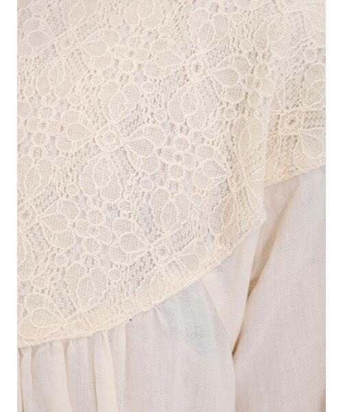 Samansa Mos2（サマンサ モスモス）の「シャーリングレース切替ブラウス（シャツ/ブラウス・レディース・モカ/ネイビー/キナリ/オフホワイト・F）」の6枚目の写真