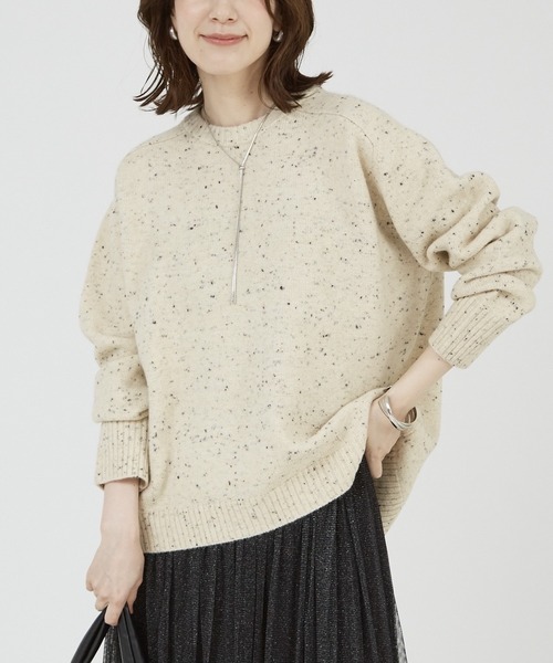 abahouse mavie（アバハウスマヴィ）の「フワロゴニット（ニット/セーター・レディース・ブラック/オフホワイト/ラベンダー/グレー/チャコールグレー/ベージュ/グリーン/ライトグレー・フリー）」の2枚目の写真