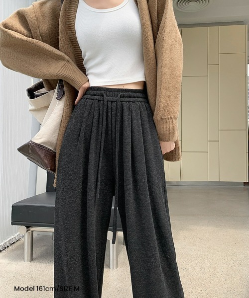 SEU(エスイーユー)の「レディースハイウエストゴムストレートワイドパンツ(その他パンツ・レディース・チャコール/ベージュ/グレー/ブラック・M/L)」の12枚目の写真