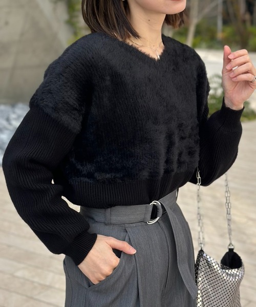 deux amour（ドゥーザムール）の「ファ‐ニットトップス（Tシャツ/カットソー・レディース・ブラック/ベージュ/ホワイト・FREE）」の17枚目の写真