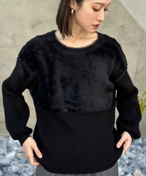 deux amour（ドゥーザムール）の「ファ‐ニットトップス（Tシャツ/カットソー・レディース・ブラック/ベージュ/ホワイト・FREE）」の5枚目の写真