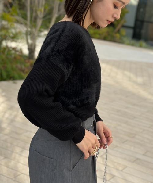 deux amour（ドゥーザムール）の「ファ‐ニットトップス（Tシャツ/カットソー・レディース・ブラック/ベージュ/ホワイト・FREE）」の14枚目の写真