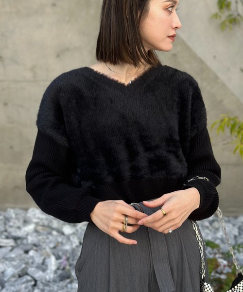 deux amour（ドゥーザムール）の「ファ‐ニットトップス（Tシャツ/カットソー・レディース・ブラック/ベージュ/ホワイト・FREE）」の21枚目の写真