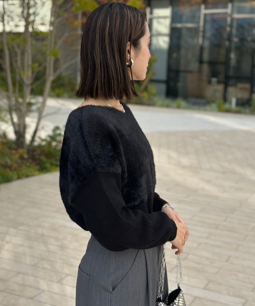 deux amour（ドゥーザムール）の「ファ‐ニットトップス（Tシャツ/カットソー・レディース・ブラック/ベージュ/ホワイト・FREE）」の10枚目の写真