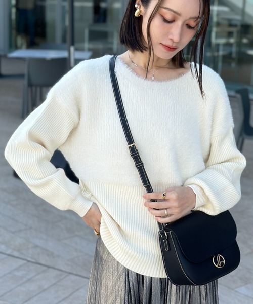 deux amour（ドゥーザムール）の「ファ‐ニットトップス（Tシャツ/カットソー・レディース・ブラック/ベージュ/ホワイト・FREE）」の12枚目の写真